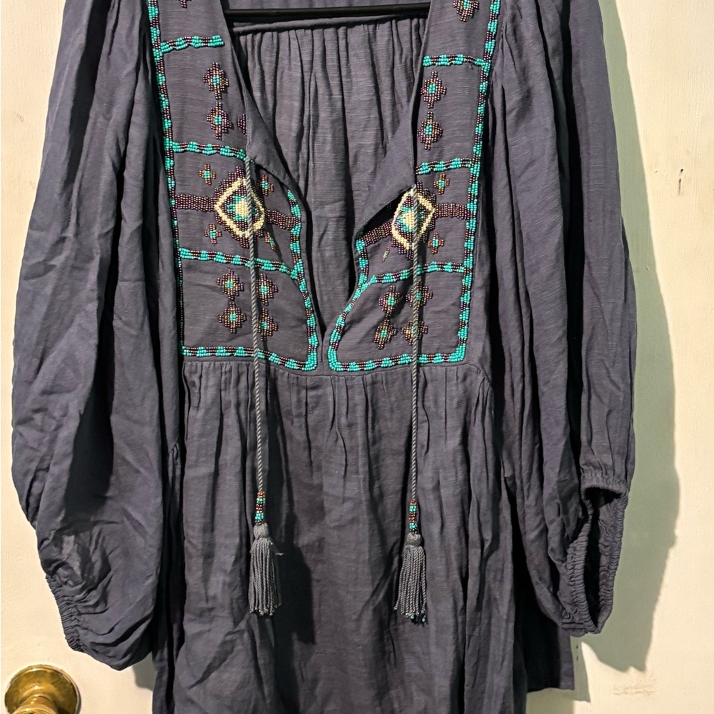 Lucky brand peasant top with beading